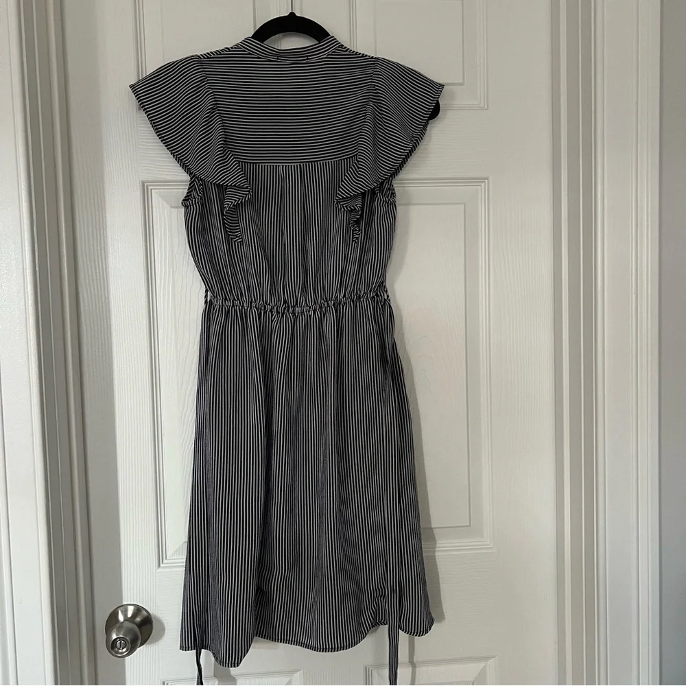 Monteau Navy and White Striped Midi Dress - Picture 4 of 5